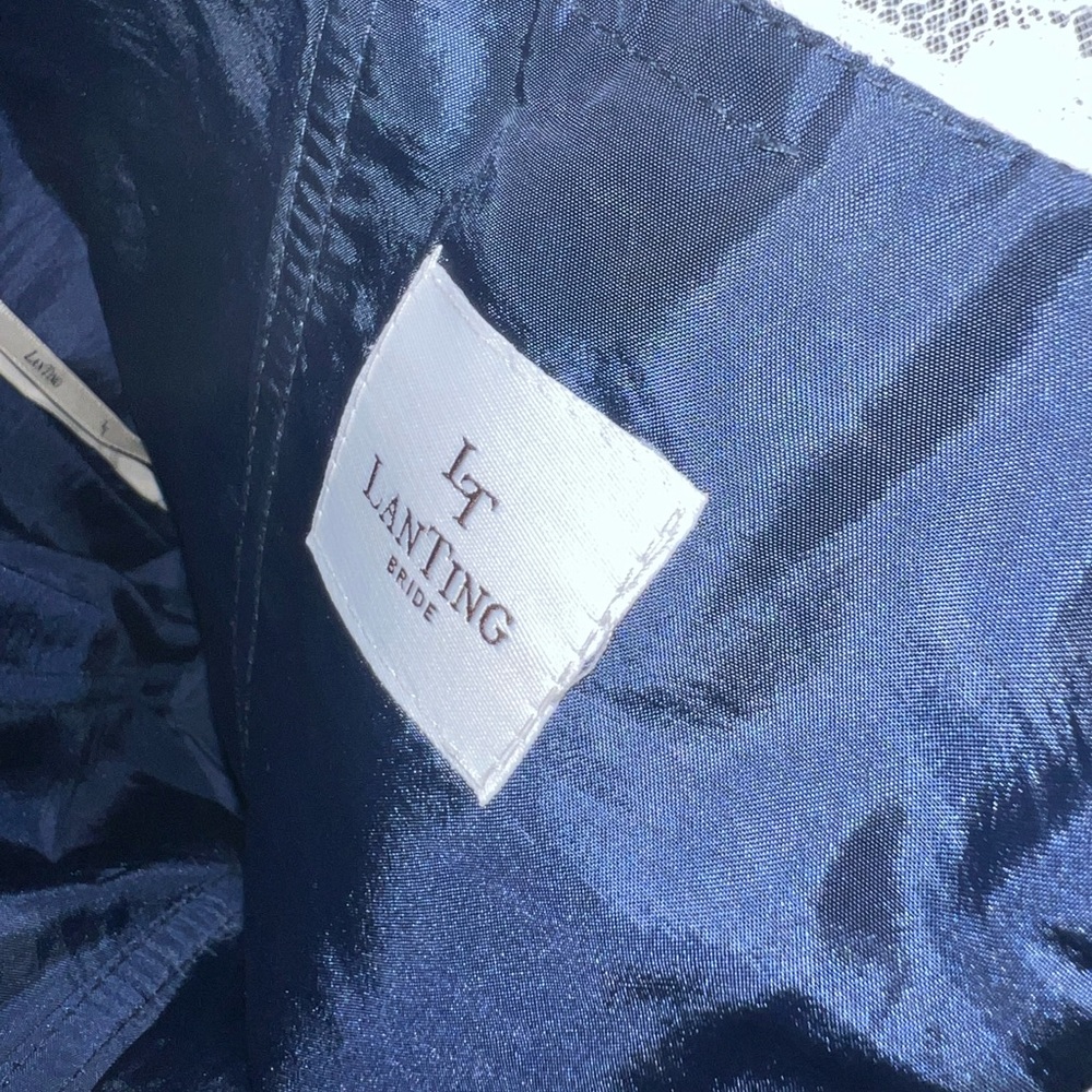 Lanting Bride Dark Blue & White Floral Fluffy Wedding Bridesmaids dress size XL - Picture 10 of 10